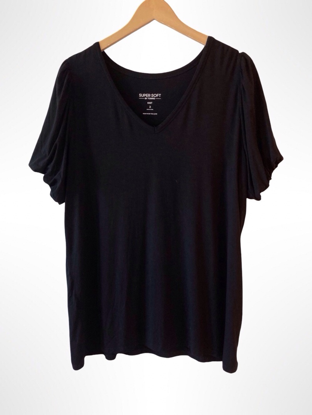 Torrid Super Soft Black V Neck Tee Size 2